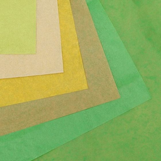 !Бумага тишью 4 листа палитра №3, &quot;МИКС&quot;,50 х 66 см( 2 желтых листа+2 зеленых листа)