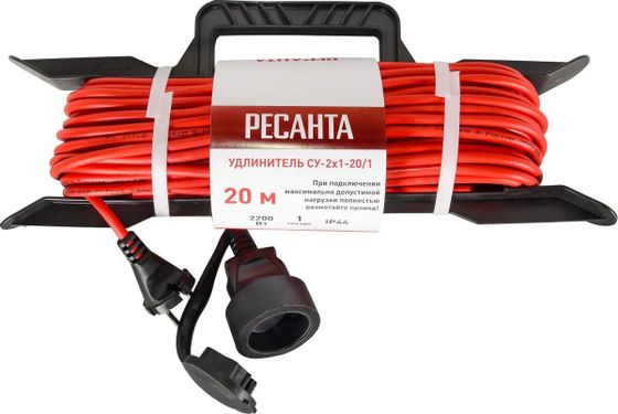 Удлинитель силовой Ресанта СУ-2х1-20/1 (IP44) 2x1.0кв.мм 1розетка 20м (61/118/2)