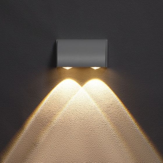 !Светильник фасадный белый «Каскад», FSD-094, 2 Вт, 3000К, 2 луча, IP65, 220 В, металл