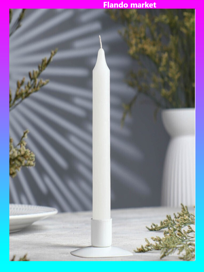 !09 Свеча (набор 10 штук) хозяйственная 2,4×21 см. 80 грамм цвет белый