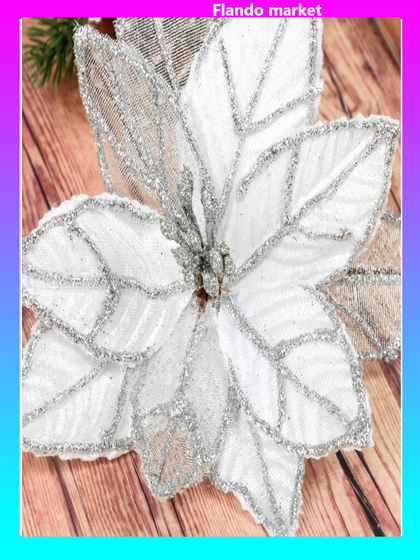 !09 Набор из 3-х изделий - Декор &quot;Зимний цветок&quot; 15,5х12 см. цвет белый