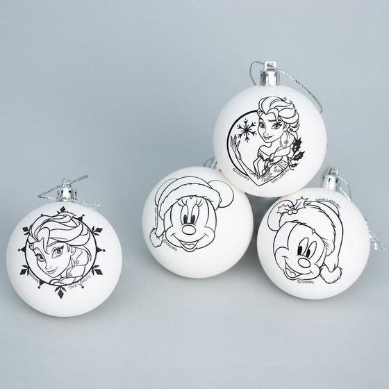 !Набор для творчества Новогодние шары, Disney 4 шт, размер шара 5,5 см