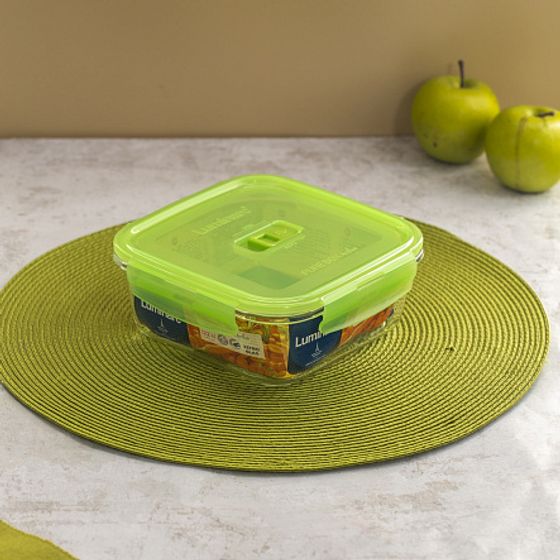 Контейнер ПЮРБОКС АКТИВ НЕОН ЗЕЛЕНЫЙ 1220мл квадратный