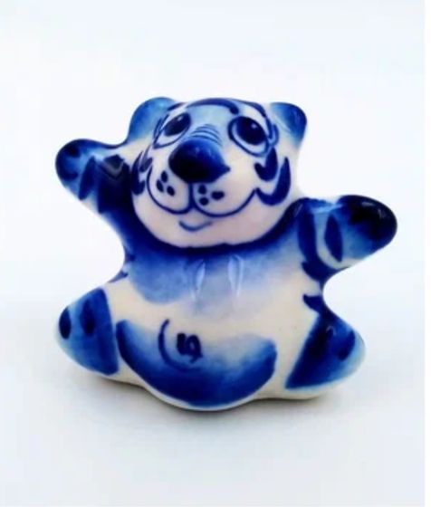 !Сувенир Тигр-малыш 4x3x4 см. 2 штуки, гжель