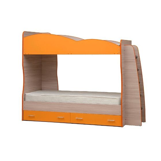 Кровать детская двухъярусная «Юниор 1.1», 800х2000 мм, цвет ясень шимо светлый/оранжевый