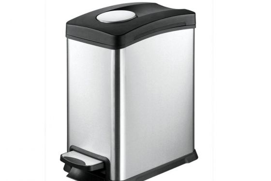 E-CUBE Урна прямоугольная с крышкой и педалью, 12л/металл. Система SOFT CLOSE (плавное опускание крышки)