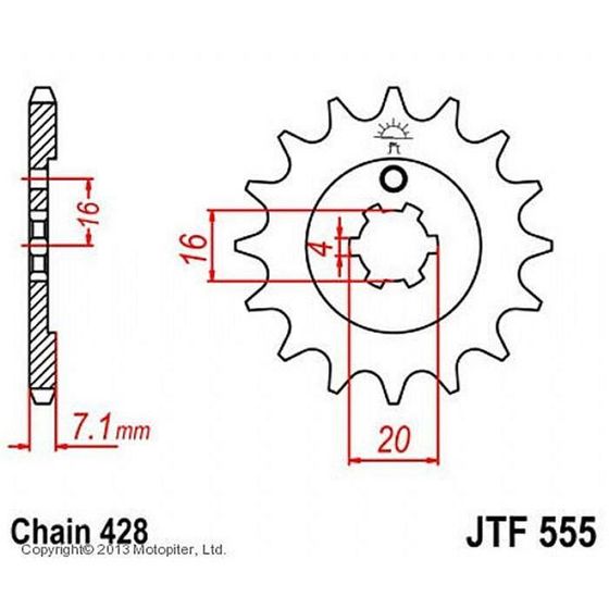 Звезда ведущая JT sprockets JTF555-15, цепь 428, 15 зубьев