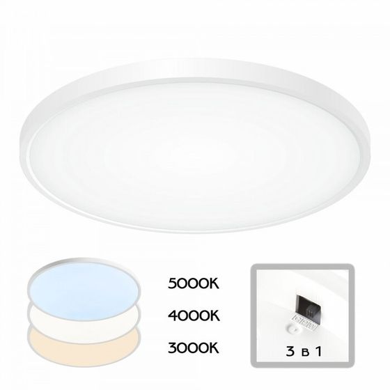 Светильник накладной Citilux «Бейсик» CL738400V, 48х48х2,5 см, 1х40Вт, LED, цвет белый