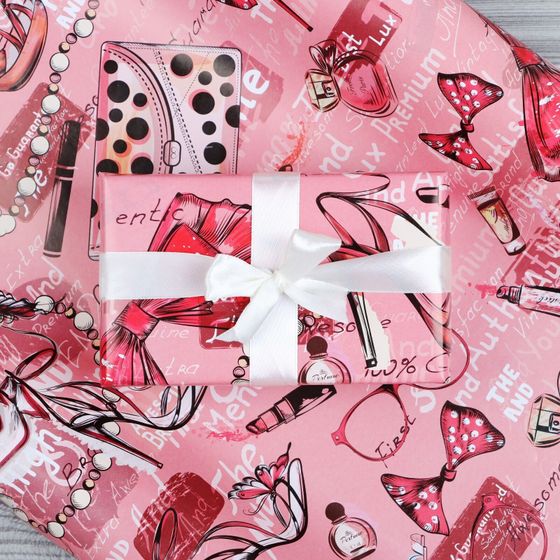 !09 Бумага упаковочная (4 листа) глянцевая &quot;Аксессуары&quot;, 70 × 100 см.