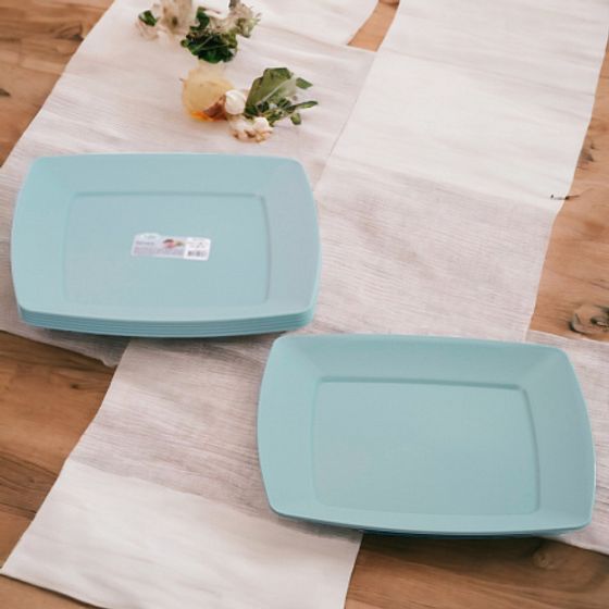 Набор тарелок обеденных SERVICE зелёных 6шт 23.5см квадратных