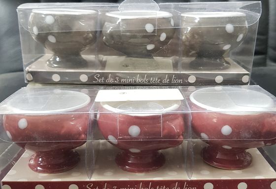 !09 Набор мини-креманок на ножке &quot;Горох&quot; 3 шт., Франция цвет бежевый