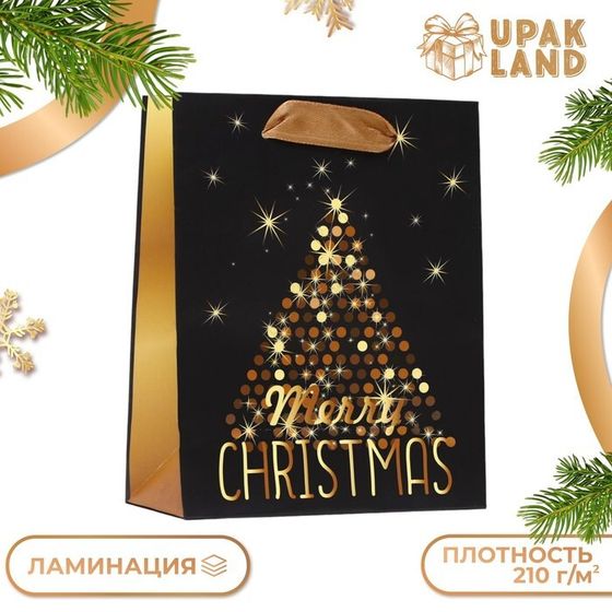 Пакет ламинированный &quot;Золотой Merry Christmas&quot; 11,5 х 14,5 х 6 см