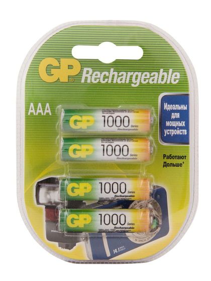 Аккумулятор GP 100AAAHC3/1 AAA NiMH 1000mAh (промо:3+1) (4шт)