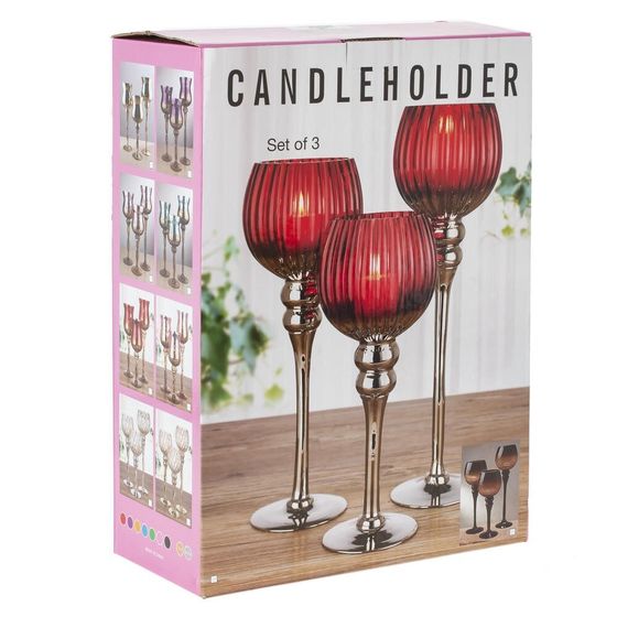 Набор из 3-х подсвечников, L33 W16 H45,5 см