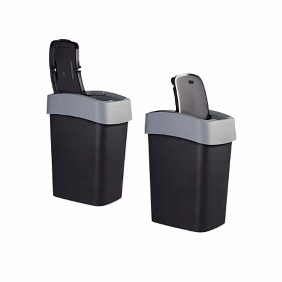 Контейнер для мусора FLIP BIN черный/серый 45л