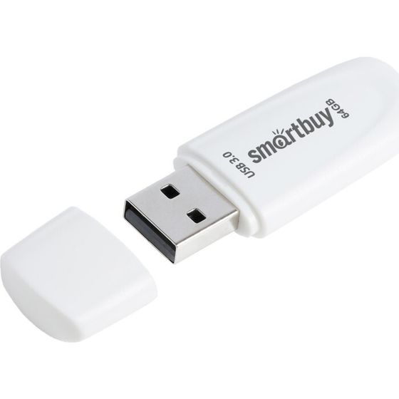 Флешка Smartbuy 064GB3SCW, 64 Гб, USB3.0, чт до 100 Мб/с, зап до 40 Мб/с, белая