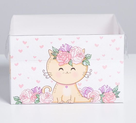 !09 Коробка (набор 5 штук) для капкейков, кондитерская упаковка, 4 ячейки «Милашка», 16 х 16 х 10 см.