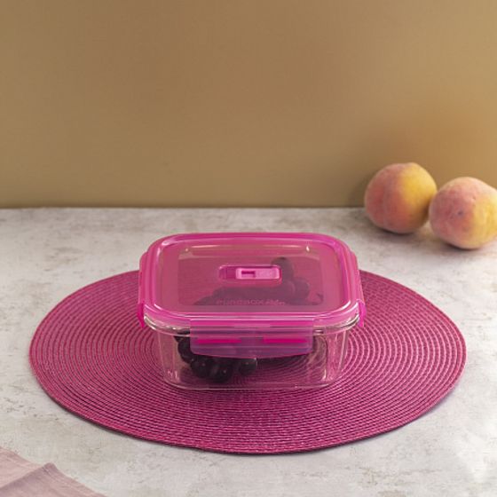 Контейнер ПЮРБОКС АКТИВ НЕОН РОЗОВЫЙ 1220мл квадратный