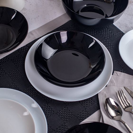 Столовый набор 19 предметов ДИВАЛИ черно-белый
