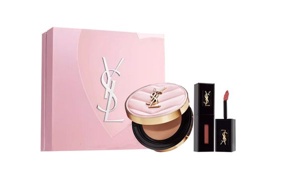 SAINT LAURENT Paris Limited Pink Cushion Lip Gloss Makeup Sets Natural Moisturizing Sun Protection #B10+#610