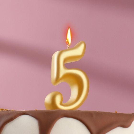 Свеча для торта «Цифра 5», золотая, 5.5 см