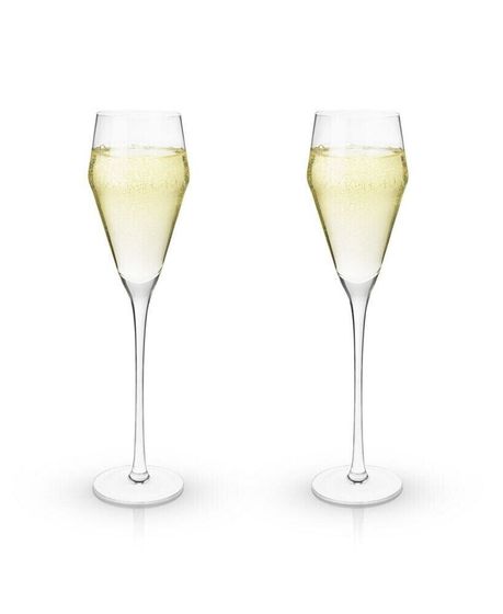 Raye Angled Crystal Prosecco Glasses Set of 2, 8 Oz