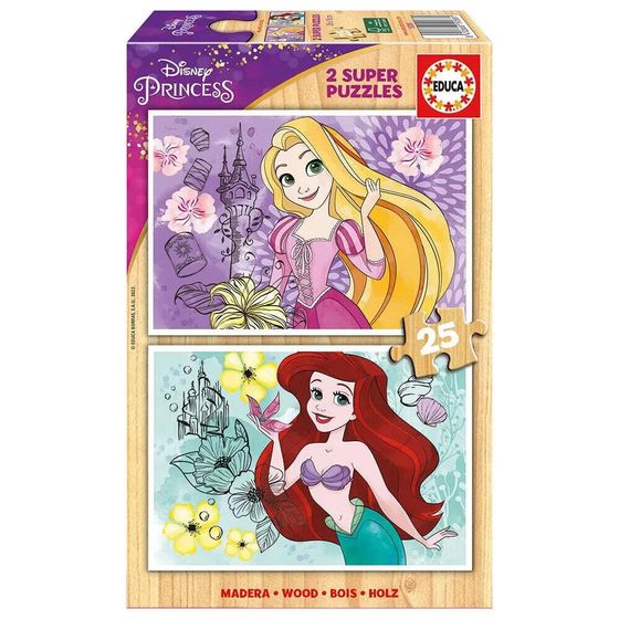 EDUCA BORRAS 2X25 Disney Princess (Rapunzel + Ariel) Puzzle