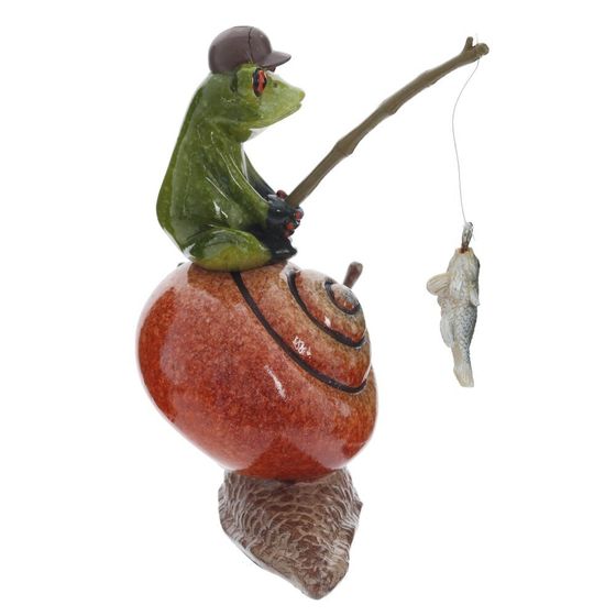 Фигурка декоративная "Лягушка на улитке", L12,5 W7 H11,5 см