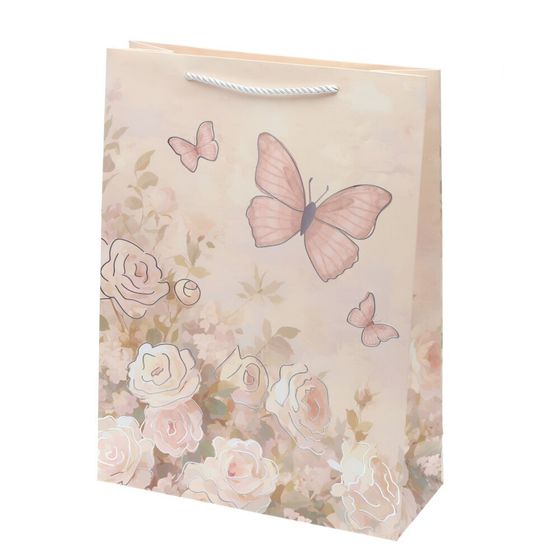 Пакет подарочный L (бумага 210г/м2, блок 12шт), L30 W12 H40 см, 4в.