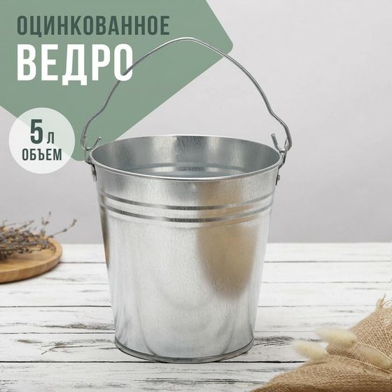 Ведро оцинкованное с ручкой, 5 л, ГОСТ