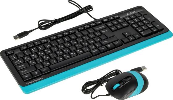 Клавиатура+мышь A4Tech Fstyler F1010 проводной черный/синий