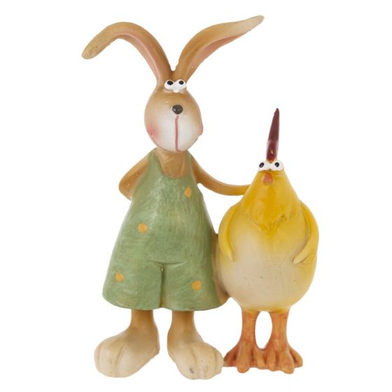 Фигурка декоративная "Заяц с петухом", L6 W3,5 H9,5 см, 2в.