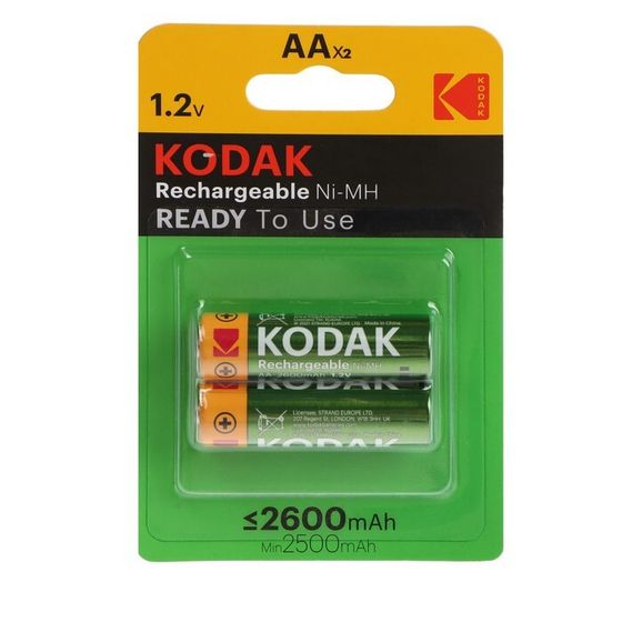 Аккумулятор Kodak, Ni-Mh, AA, HR6-2BL, 1.2В, 2600 мАч, блистер, 2 шт.