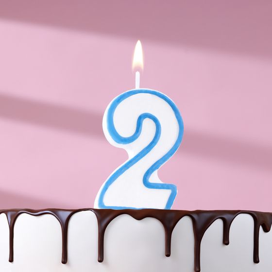 Свеча для торта «Цифра 2», 7 см, МИКС