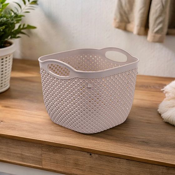 Корзина DIAMOND латте 18.8х18.8х15.8см круглая с ручками