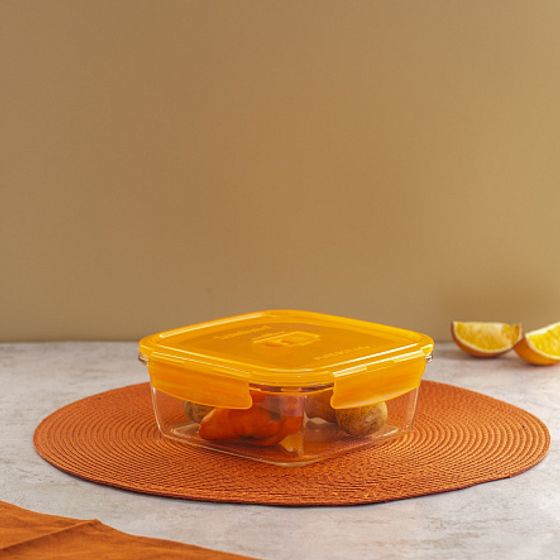 Контейнер ПЮРБОКС АКТИВ НЕОН ОРАНЖЕВЫЙ 1220мл квадратный