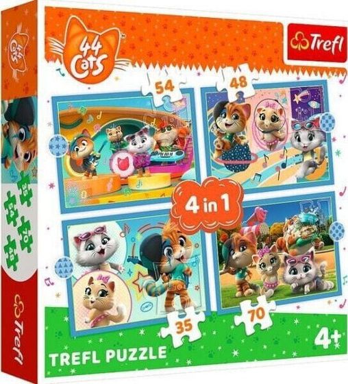 Trefl PUZZLE 4IN1 TREFL CAT TRAVEL PUD