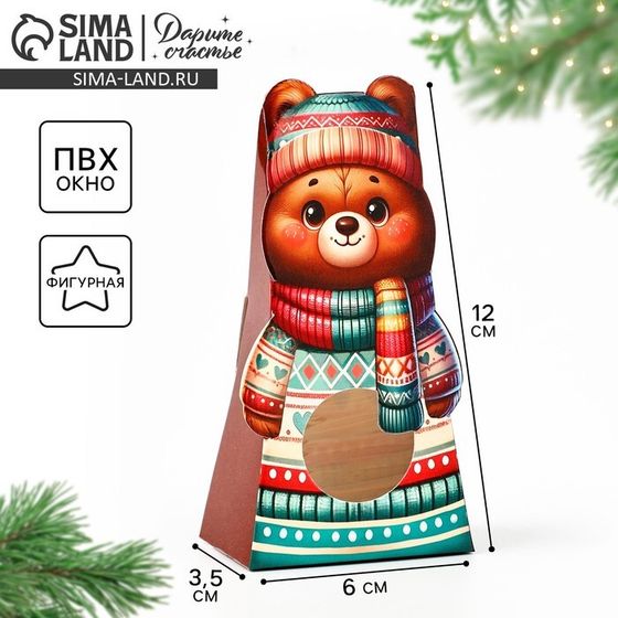 Коробка складная с окном «Мишка», 6 х 12.4 х 3.5 см