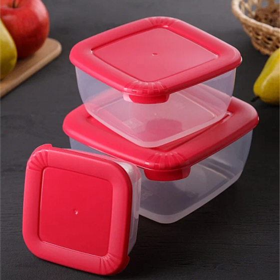 Набор контейнеров для СВЧ 3шт 0.46+0.95+1.5л квадратные