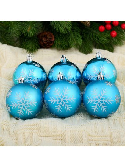 !09 Набор елочных шаров (набор 6 штук) «Снегопад» d=7 см, цвет голубой