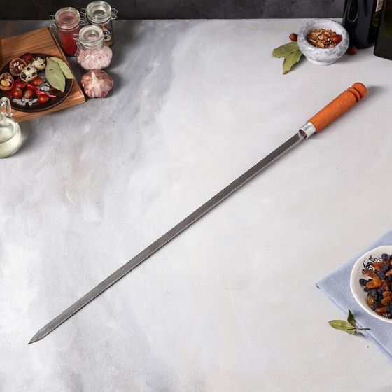 Шампур армянский «Прямой», 75 см х 2 мм, деревянная ручка, рабочая часть 60 см