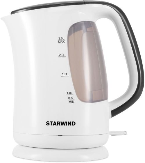 Чайник электрический Starwind SKG3025 2.5л 2200Вт белый/серый