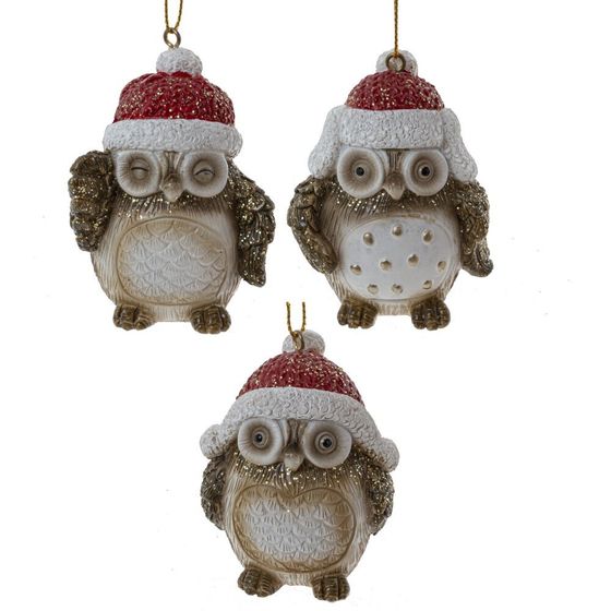 Фигурка декоративная подвесная &quot;Сова&quot;, L5 W4 H7 см, 3в.
