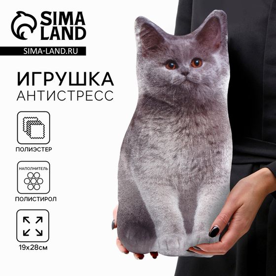 Игрушка-антистресс «Серый кот», 19х28 см