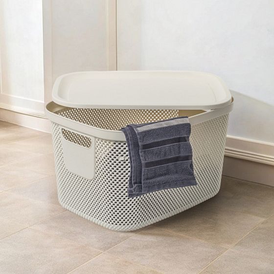 Корзина NICKEL кремовая 18л 28.5х38х22.2см с крышкой