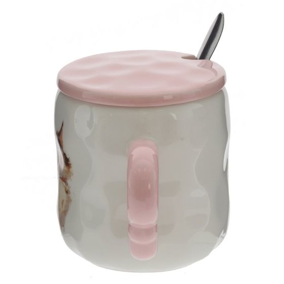 Кружка с крышкой и ложкой, 350 мл, L14 W9 H10 см