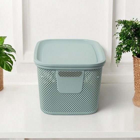 Корзина NICKEL зелёная 18л 28.5×38×22.2см с крышкой