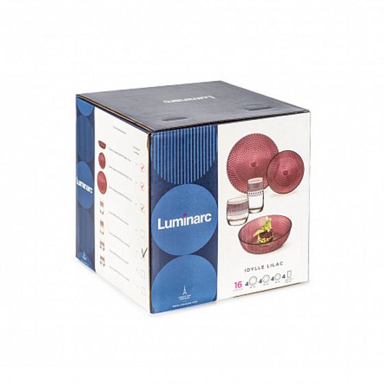 Набор столовый ИДИЛЛИЯ ЛИЛАК 16пр со стаканами ЛИНИИ ЛИЛАК 330мл