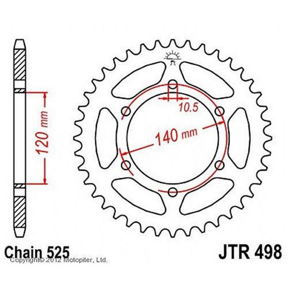 Звезда ведомая JT sprockets JTR498-40, цепь 525, 40 зубьев