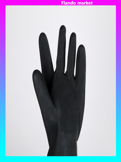 !Перчатки хозяйственные резиновые размер L, защитные, химически стойкие, 100 гр, цвет чёрный